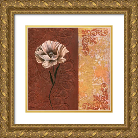 Flower with border II Gold Ornate Wood Framed Art Print with Double Matting by Hedy