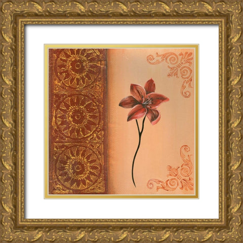 Flower with border III Gold Ornate Wood Framed Art Print with Double Matting by Hedy