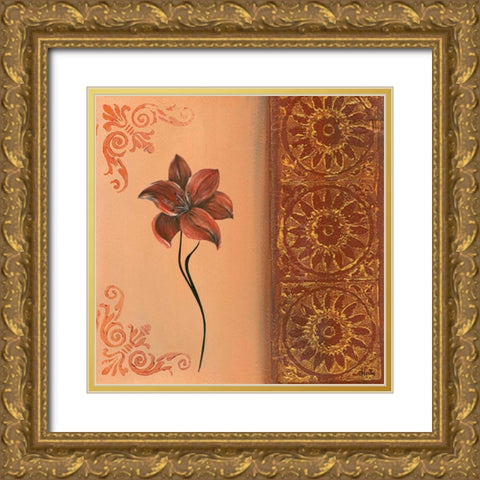 Flower with border IV Gold Ornate Wood Framed Art Print with Double Matting by Hedy