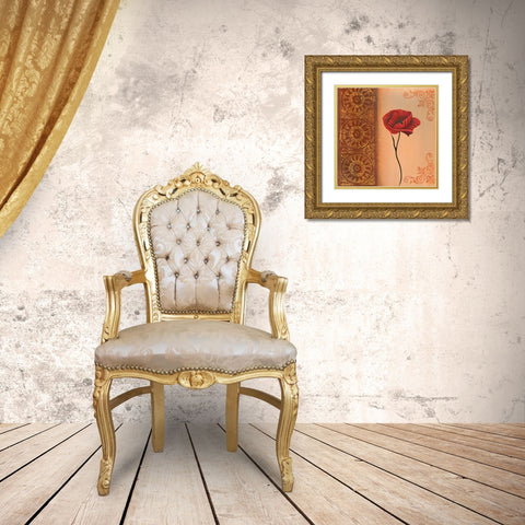 Flower with border VI Gold Ornate Wood Framed Art Print with Double Matting by Hedy