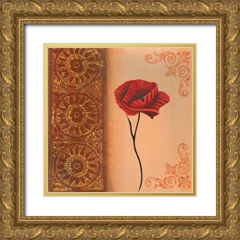Flower with border VI Gold Ornate Wood Framed Art Print with Double Matting by Hedy