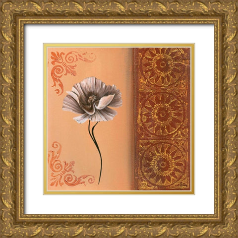 Flower with border VII Gold Ornate Wood Framed Art Print with Double Matting by Hedy
