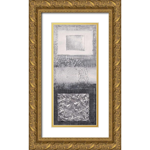 Silver blocks I Gold Ornate Wood Framed Art Print with Double Matting by Hedy