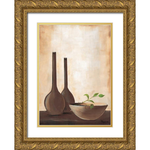 Brown vase II Gold Ornate Wood Framed Art Print with Double Matting by Florenti, Isa