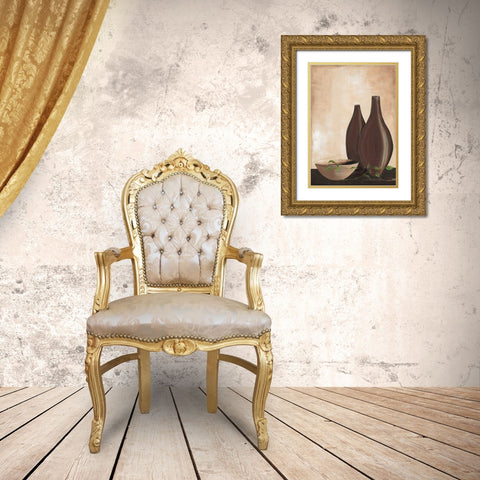 Brown vase IV Gold Ornate Wood Framed Art Print with Double Matting by Florenti, Isa