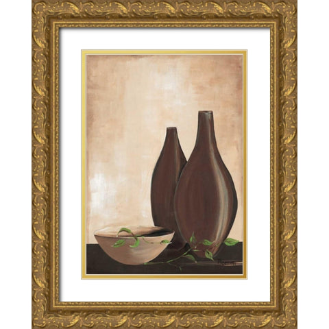 Brown vase IV Gold Ornate Wood Framed Art Print with Double Matting by Florenti, Isa