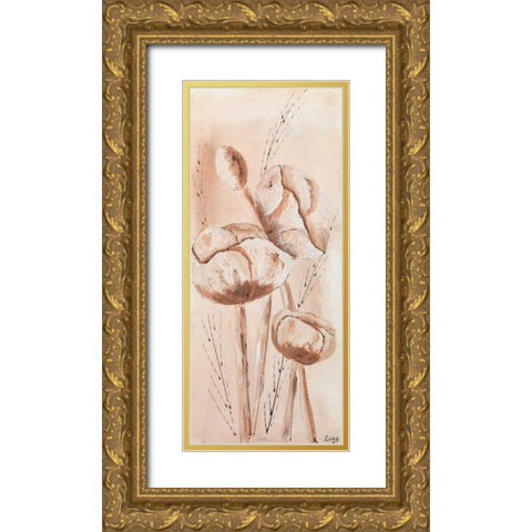 Offwhite I Gold Ornate Wood Framed Art Print with Double Matting by Leny