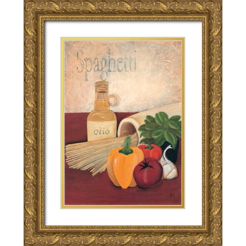 Spaghetti Gold Ornate Wood Framed Art Print with Double Matting by Hedy