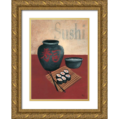 Sushi Gold Ornate Wood Framed Art Print with Double Matting by Hedy