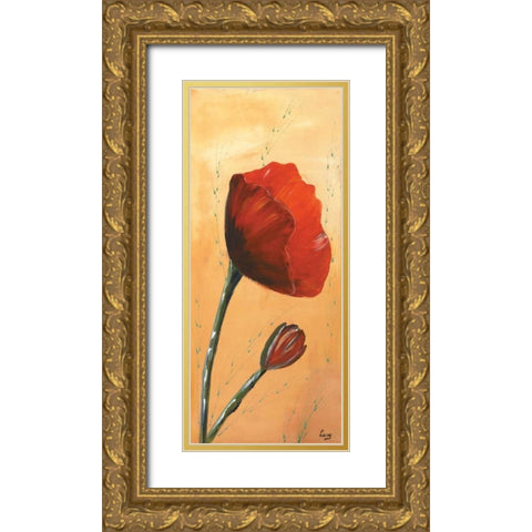 Red I Gold Ornate Wood Framed Art Print with Double Matting by Leny