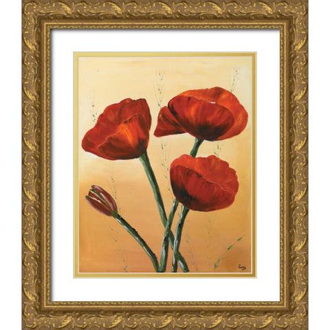 Red II Gold Ornate Wood Framed Art Print with Double Matting by Leny