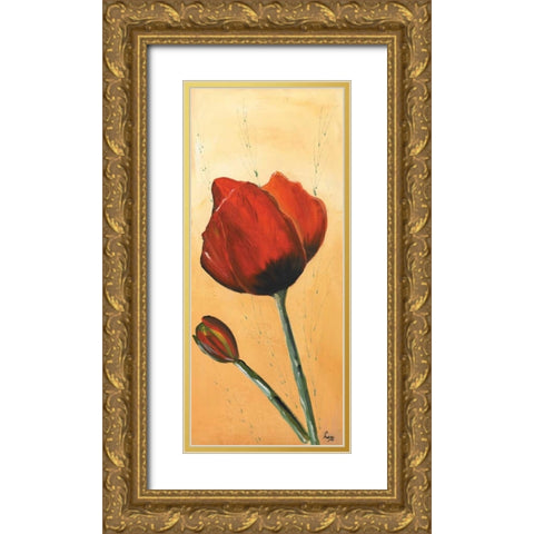 Red III Gold Ornate Wood Framed Art Print with Double Matting by Leny