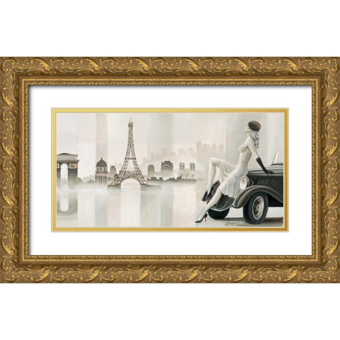 Thoughts of Paris Gold Ornate Wood Framed Art Print with Double Matting by Jasper