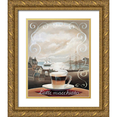 Latte Macchiato Gold Ornate Wood Framed Art Print with Double Matting by Jasper