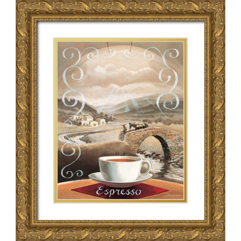 Espresso Gold Ornate Wood Framed Art Print with Double Matting by Jasper