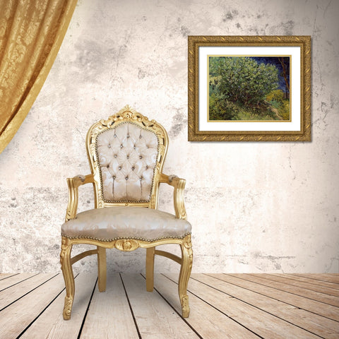 Lilac Bush, 1889 Gold Ornate Wood Framed Art Print with Double Matting by Van Gogh, Vincent