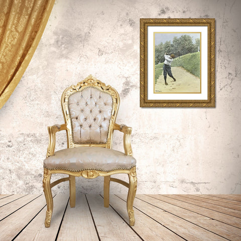 Bunkered Gold Ornate Wood Framed Art Print with Double Matting by Frost, Arthur Burdett