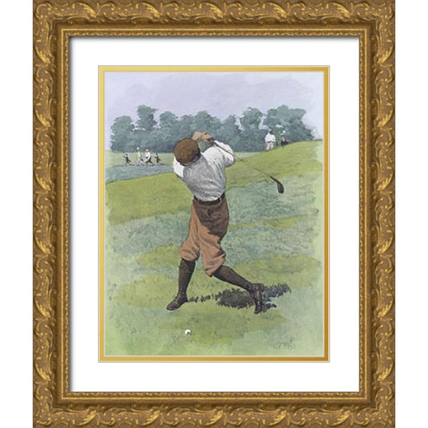 Brassy Lie Gold Ornate Wood Framed Art Print with Double Matting by Frost, Arthur Burdett