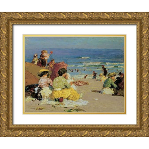 A Family Outing Gold Ornate Wood Framed Art Print with Double Matting by Potthast, Edward Henry