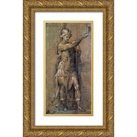 Roman God Mars Gold Ornate Wood Framed Art Print with Double Matting by Crespi