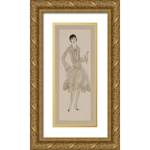 Vintage Lady II Gold Ornate Wood Framed Art Print with Double Matting by Kraus, Elaine