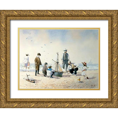 The New Boat Gold Ornate Wood Framed Art Print with Double Matting by Smith, Albert