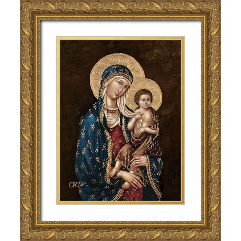 Madonna and Child Gold Ornate Wood Framed Art Print with Double Matting by Ortiz