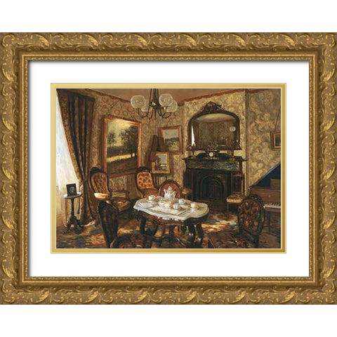 Red Music Room Gold Ornate Wood Framed Art Print with Double Matting by Brodie, Ian