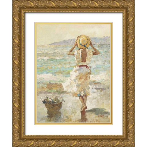 Seaside Summer I Gold Ornate Wood Framed Art Print with Double Matting by Vitali