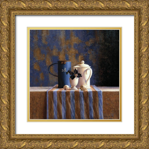 Striped Still Life I Gold Ornate Wood Framed Art Print with Double Matting by Landa, Julien