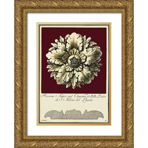 Rosone Antico II Gold Ornate Wood Framed Art Print with Double Matting by Guerra