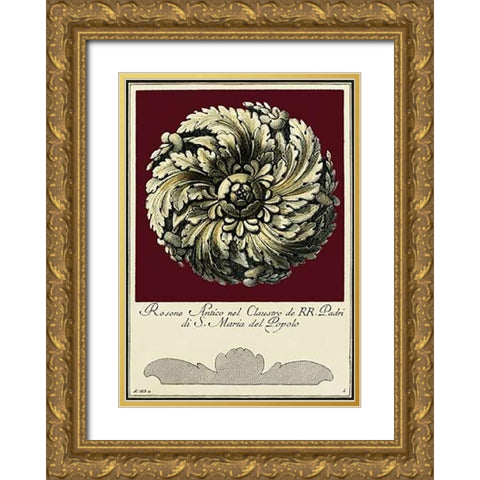Rosone Antico IV Gold Ornate Wood Framed Art Print with Double Matting by Guerra