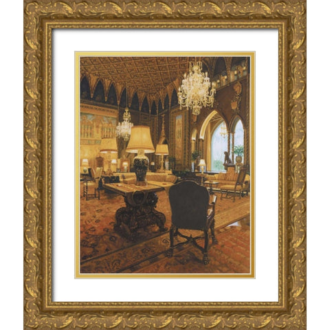 Gold Reading Room Gold Ornate Wood Framed Art Print with Double Matting by Lone