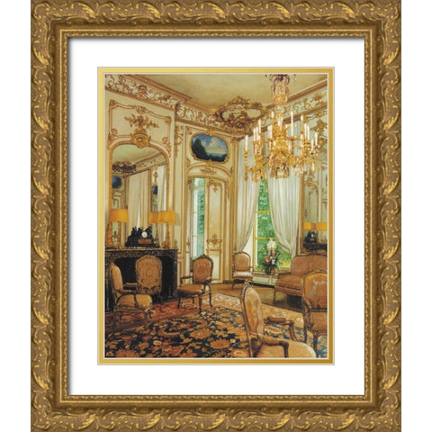 Gold Sitting Room Gold Ornate Wood Framed Art Print with Double Matting by Lone