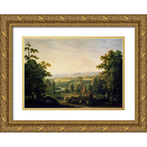 Near Russian Village Gold Ornate Wood Framed Art Print with Double Matting by Matveev, Feodor
