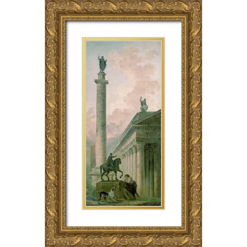 Roman Obelisk Gold Ornate Wood Framed Art Print with Double Matting by Robert, Hubert