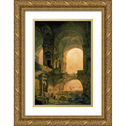 Vaulted Arches Ruin Gold Ornate Wood Framed Art Print with Double Matting by Robert, Hubert