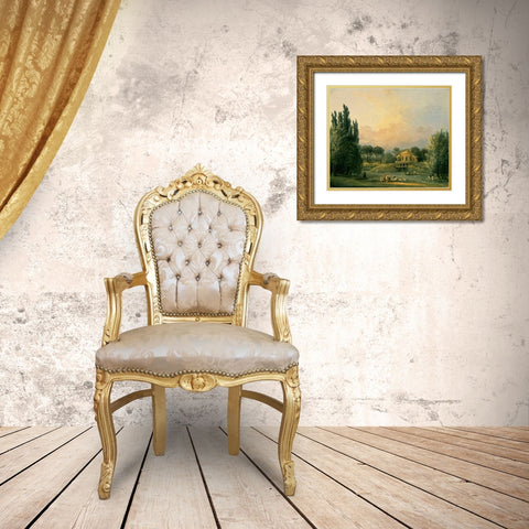 Italian Tempietto in a Park Gold Ornate Wood Framed Art Print with Double Matting by Robert, Hubert