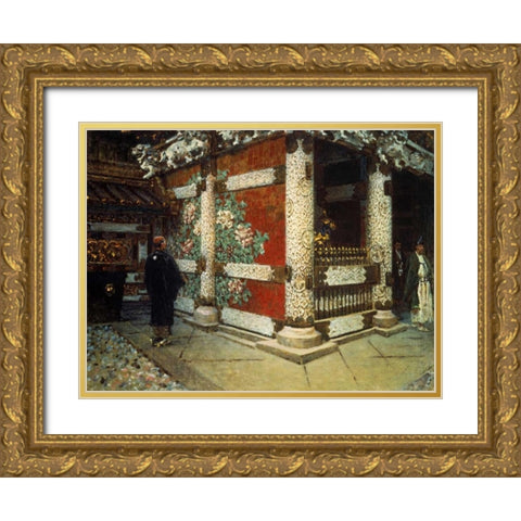 Shinto Temple in Nikko Gold Ornate Wood Framed Art Print with Double Matting by Vereshchagin, Vasily