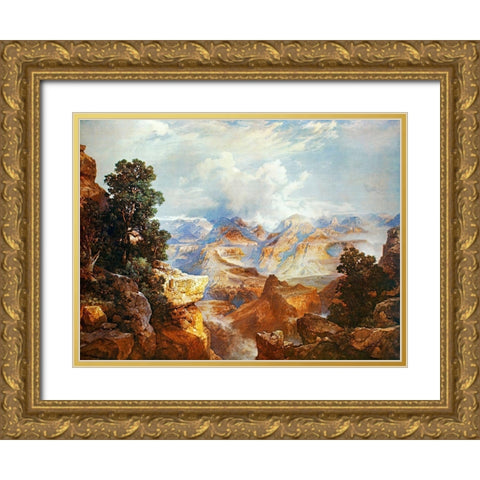 The Grand Canyon 1912 Gold Ornate Wood Framed Art Print with Double Matting by Moran, Thomas