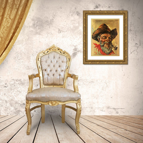 Tombstone Pete Gold Ornate Wood Framed Art Print with Double Matting by Szabo, Endre
