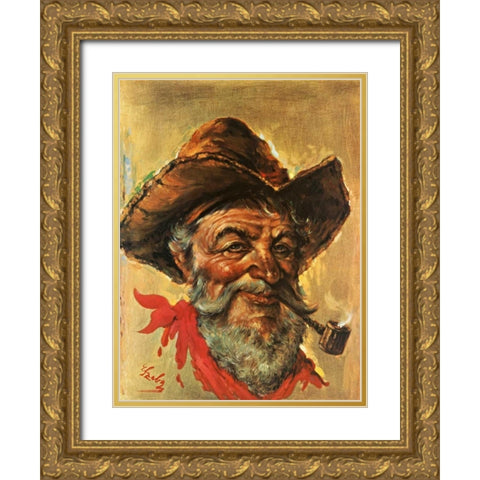 Tombstone Pete Gold Ornate Wood Framed Art Print with Double Matting by Szabo, Endre