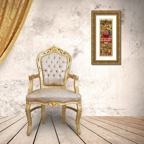 Cowboys, Cowgirls, Indians Gold Ornate Wood Framed Art Print with Double Matting by Anonymous