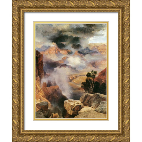 Mist in the Canyon Gold Ornate Wood Framed Art Print with Double Matting by Moran, Thomas