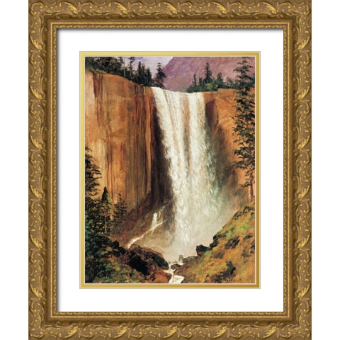 Yosemite Falls Gold Ornate Wood Framed Art Print with Double Matting by Bierstadt, Albert