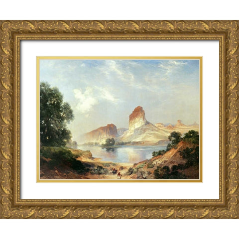 An Indian Paradise Gold Ornate Wood Framed Art Print with Double Matting by Moran, Thomas
