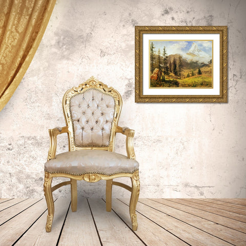 The Matterhorn Gold Ornate Wood Framed Art Print with Double Matting by Bierstadt, Albert
