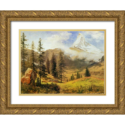 The Matterhorn Gold Ornate Wood Framed Art Print with Double Matting by Bierstadt, Albert