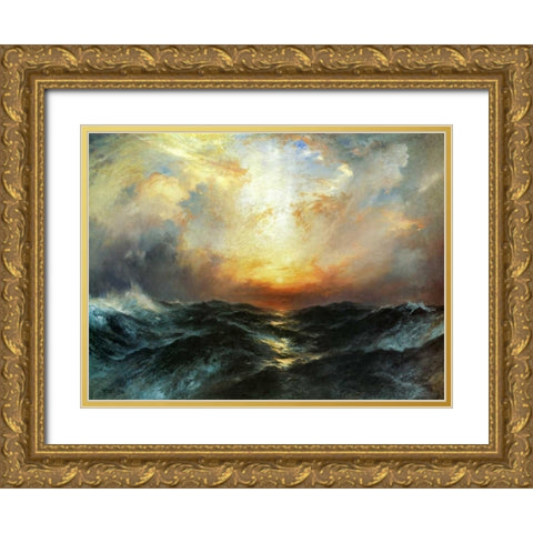 Seascape Gold Ornate Wood Framed Art Print with Double Matting by Moran, Thomas