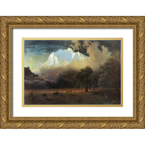Mount Adams, Washington Gold Ornate Wood Framed Art Print with Double Matting by Bierstadt, Albert